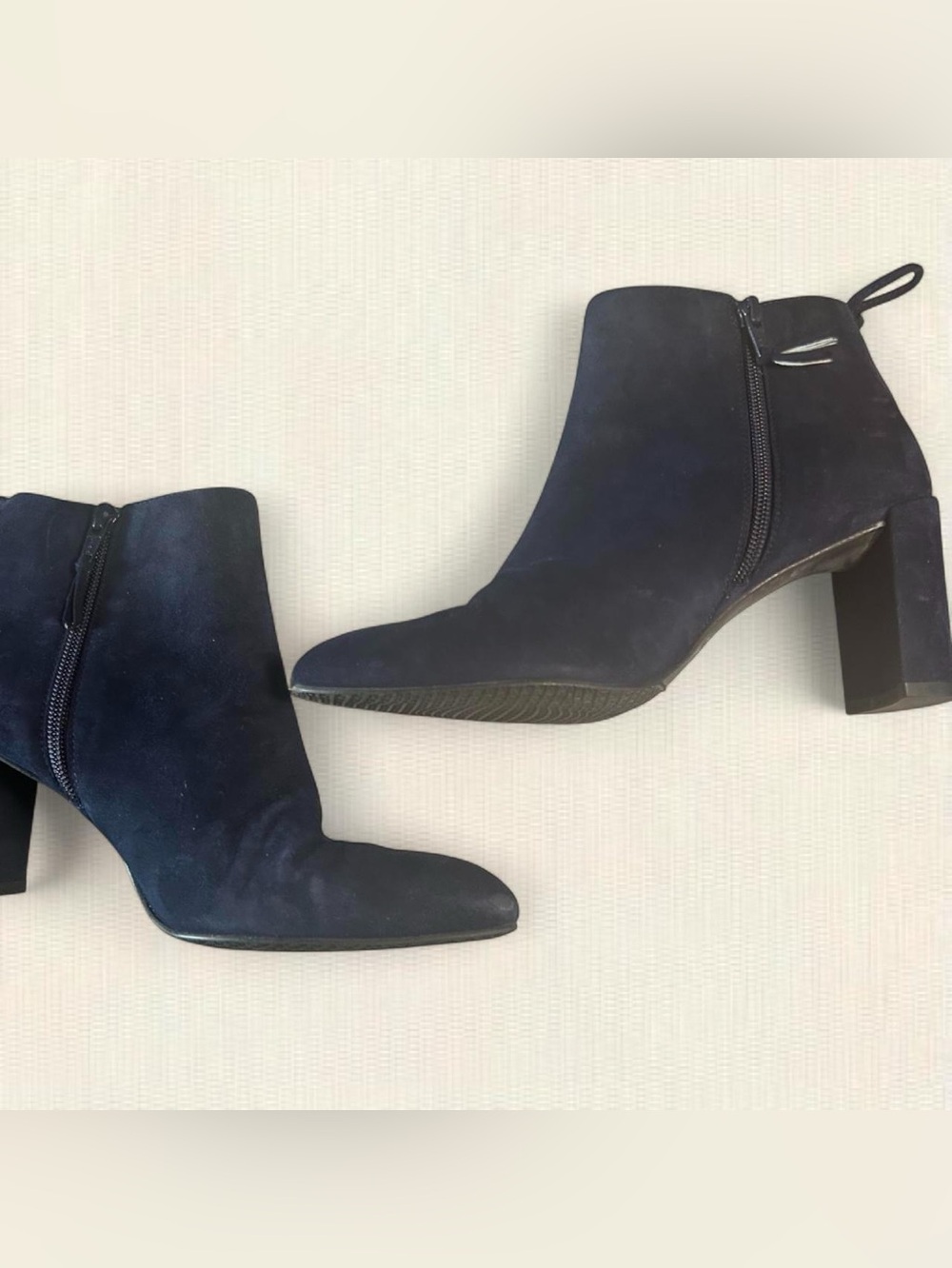 Stuart Weitzman Navy Suede Pointed Ankle Booties